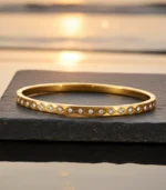 Diamond Pattern CZ Bangle — 18K Gold Stainless Steel - Image 5
