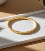 Diamond Pattern CZ Bangle — 18K Gold Stainless Steel - Image 6