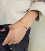 Diamond Pattern CZ Bangle — 18K Gold Stainless Steel - Image 4