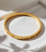 Square Tile CZ Bangle — 18K Gold Stainless Steel - Image 9
