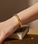 Square Tile CZ Bangle — 18K Gold Stainless Steel - Image 2