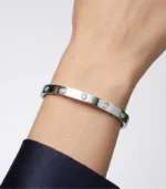 Round CZ Bangle — Stainless Steel - Image 7