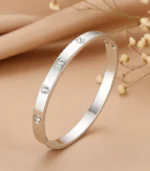 Round CZ Bangle — Stainless Steel - Image 3
