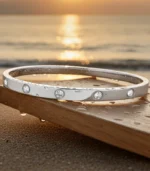 Round CZ Bangle — Stainless Steel - Image 6
