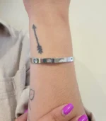 Round CZ Bangle — Stainless Steel - Image 4