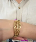 Scroll Pattern Cuff Bracelet — 18K Gold Stainless Steel - Image 2