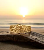 Scroll Pattern Cuff Bracelet — 18K Gold Stainless Steel - Image 6