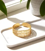 Scroll Pattern Cuff Bracelet — 18K Gold Stainless Steel - Image 7