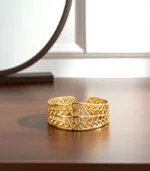Scroll Pattern Cuff Bracelet — 18K Gold Stainless Steel - Image 8