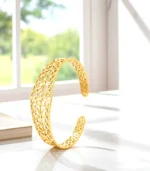 Scroll Pattern Cuff Bracelet — 18K Gold Stainless Steel - Image 5