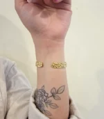 Hammered Cuff Bracelet — 18K Gold Stainless Steel - Image 5