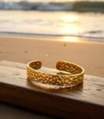 Hammered Cuff Bracelet — 18K Gold Stainless Steel - Image 6