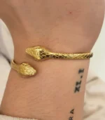 Double Snake Cuff Bracelet — 18K Gold Stainless Steel - Image 7