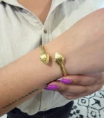 Double Snake Cuff Bracelet — 18K Gold Stainless Steel - Image 2