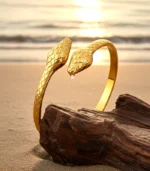 Double Snake Cuff Bracelet — 18K Gold Stainless Steel - Image 6