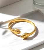 Double Snake Cuff Bracelet — 18K Gold Stainless Steel - Image 5