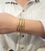 Triple Bar Cuff Bracelet — 18K Gold Stainless Steel - Image 5