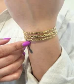 Triple Bar Cuff Bracelet — 18K Gold Stainless Steel - Image 4