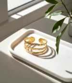 Triple Bar Cuff Bracelet — 18K Gold Stainless Steel - Image 7