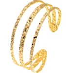gold triple bar open cuff bracelet 18K gold plated stainless steel