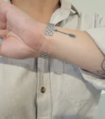 Lattice Pattern Cuff Bracelet — Stainless Steel - Image 6