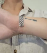Lattice Pattern Cuff Bracelet — Stainless Steel - Image 2