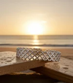 Lattice Pattern Cuff Bracelet — Stainless Steel - Image 8