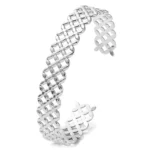 stainless steel geometric lattice cuff bracelet