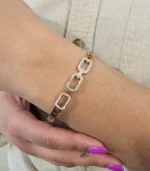 Triple Link CZ Bangle — Rose Gold Stainless Steel - Image 6