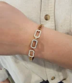 Triple Link CZ Bangle — Rose Gold Stainless Steel - Image 4