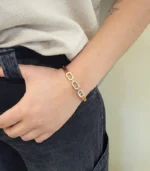 Triple Link CZ Bangle — Rose Gold Stainless Steel - Image 2