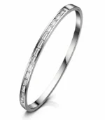stainless steel bangle with rectangular CZ crystals