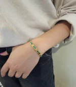 Green Crystal Bangle — 18K Gold Stainless Steel - Image 5