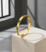 Green Crystal Bangle — 18K Gold Stainless Steel - Image 6