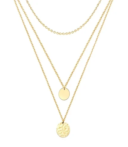 3-layer gold coin pendant necklace set in 18K gold plated stainless steel
