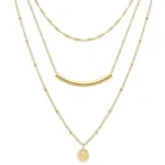 3-layer gold mixed chain necklace set in 18K gold plated stainless steel