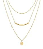 3-layer gold mixed chain necklace set in 18K gold plated stainless steel