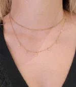 2-Layer Gold Crystal Drop Necklace Set - Image 3