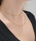 2-Layer Gold Crystal Drop Necklace Set - Image 5