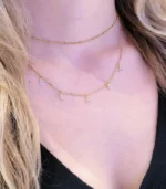 2-Layer Gold Crystal Drop Necklace Set - Image 4