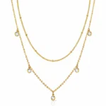 2-layer gold crystal drop necklace set in 18K gold plated stainless steel