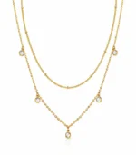 2-layer gold crystal drop necklace set in 18K gold plated stainless steel