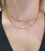 2-Layer Gold Herringbone Necklace Set - Image 3