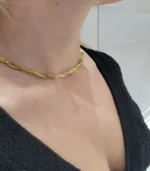 Braided Gold Herringbone Necklace - Image 3