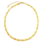 braided gold herringbone necklace in 18K gold plated stainless steel