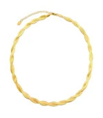 braided gold herringbone necklace in 18K gold plated stainless steel