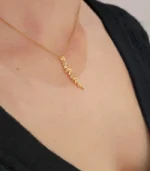 Gold Crystal Leaf Pendant Necklace - Image 4