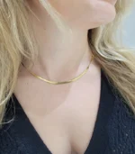 Gold Herringbone Chain Necklace - Image 3