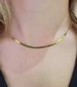 Gold Herringbone Chain Necklace - Image 4