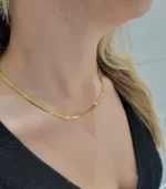 Gold Herringbone Chain Necklace - Image 5